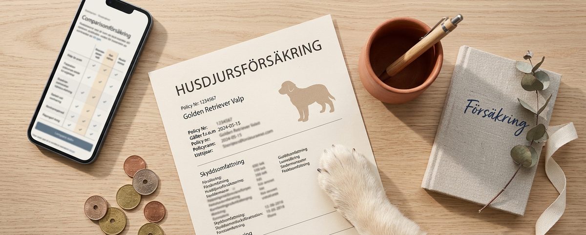 Hundeforsikring valp sammenligning 2026 — Agria, Sveland, Hedvig, Svedea
